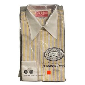 Vintage Monte Carlo Plaza Street Mens Dress Shirt Yellow Stripe 15.5-32 NIP